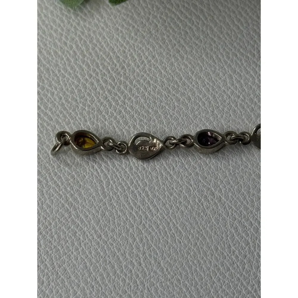 925 Sterling Silver Amethyst Citrine Garnet Peridot Topaz Bracelet Length 7.5 In